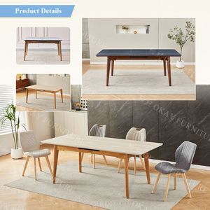 Table à manger OKAY, style nordique, design moderne, table portable avec pieds en bois, table à manger en bois <span class=keywords><strong>de</strong></span> caoutchouc, ensembles <span class=keywords><strong>de</strong></span> salle à manger - Product Image 1