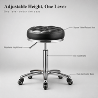 Tabouret de bar capitonné réglable avec levage pneumatique, pivotant à 360 degrés, coussin en PU, base en métal chromé, roulettes pour salon