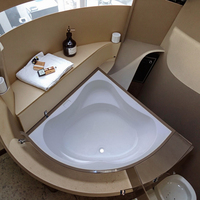 Baignoire d'angle japonaise en acrylique de style encastré moderne avec robinet de vidange, écologique, à vidange réversible, spa portable pour immersion intérieure