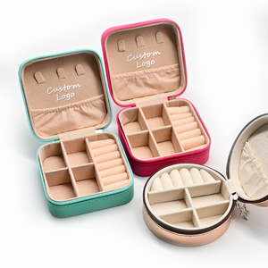 Portable Travel Leatherette Storage Jewelry Box Organizer Earring Jewerlys Case Jewellery Boxes Packaging With Logo