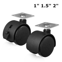 Roulettes pivotantes en plastique pour meubles, 1'', 1,5'', 2'', avec frein, en nylon et PU, robustes, vente directe usine