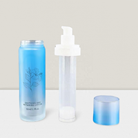 15ml 30ml 50ml bouteille de pompe sans air en verre cosmétique bleu dégradé clair givré pour sérum lotion huile pour le visage