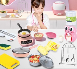 Children home kitchen play set tableware cooking set 18-28pcs Portable play DIY mini kitchen toys real cooking set for kids
