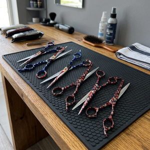 Ensemble de coiffure professionnel ASAP en acier au carbone pour droitiers, ciseaux de beauté à manche long, lame creuse, rasoir de barbier - Product Image 2