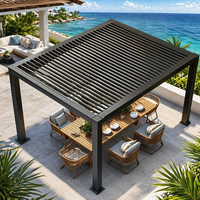 Pavillon de jardin indépendant en alliage d'aluminium avec toit à persiennes pliantes et écran thermolaqué, prêt pour la cour et la terrasse