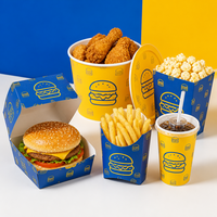 Emballage alimentaire pour restaurant, vente en gros, ensemble de restauration rapide personnalisé, écologique, biodégradable, laminage mat, pliable, poulet frit