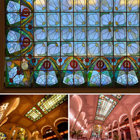 Mosaïque de verre décorative, vitrail de plafond avec éclairage LED intégré, avec fenêtre en vitrail assortie et décoration murale, restaurant