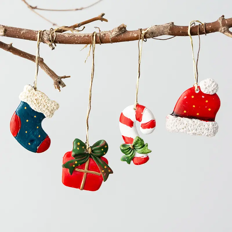 Noel ağacı dekorasyonu için 4 kolye noel kolye seti