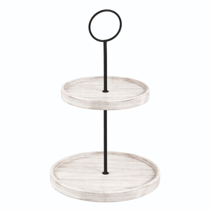 Soporte de Pastel de Madera Ecológico de 2 Niveles con Barra Central de Metal y Diseño de Asa en Anillo, Apto para Lavavajillas - Product Image 3
