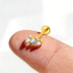 Pendiente de Oreja de Titanio G23 con Baño de Oro de 18K, Estándar YS ASTM F136, con Parte Trasera Plana y Rosca Interna - Product Image 3