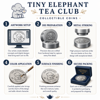 Pièce de monnaie commémorative personnalisée en alliage de zinc avec relief 3D, petit éléphant, souvenir métallique du club du thé, avec boîte, sans quantité minimale de commande