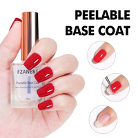 FZANEST Vegan Air Dry Peel Off Base Coat Gel non toxique sans cruauté pour Nail Art Source de lampe à LED Numéro de modèle en caoutchouc Top Coat