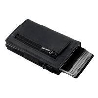 Dompet tipis untuk wanita, tempat kartu kredit RFID dengan kulit kunci dua lipat dengan gantungan kunci, saku koin