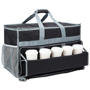 Thermal Food Delivery Bag Grocery Shopping BBQ Gathering Insulated Pizza Food Cooler Bags with Cups Holder