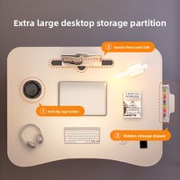 Bureau d'ordinateur portable ergonomique pliable pour chevet, table d'étude portable avec porte-gobelet pour lit, canapé, étudiant, bureau à domicile, réglable en hauteur