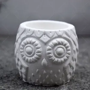 Gran oferta, moldes para macetas de flores de búho 3D, resina de silicona, Animal, planta suculenta, maceta, molde de cemento, portavelas de mano, molde de yeso