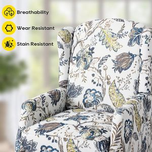 Sillón Reclinable de Estilo Moderno de Mediados de Siglo, Tapizado en Tela Floral, Sillón Individual con Respaldo Reclinable para Sala de Estar - Product Image 4