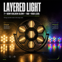 Équipement d'éclairage de scène professionnel avec 7 têtes LED COB RGB 3-en-1 dorées DMX 8CH/28CH 3Pin XLR pour le théâtre