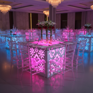LED Cube Base Plastic 5ft 6ft 8ft Dining <strong>Table</strong> Folding Banquet Outdoor Furniture for Hotels Romantic Events Square Wedding Decor - Product Image 6