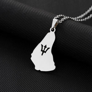 Collar con Colgante <span class=keywords><strong>de</strong></span> la <span class=keywords><strong>Isla</strong></span> <span class=keywords><strong>de</strong></span> Barbados en Acero Inoxidable, Estilo Étnico, Accesorio <span class=keywords><strong>de</strong></span> Cadena para Suéter <span class=keywords><strong>de</strong></span> Lujo Ligero para Mujer, Diseño Único - Product Image 5