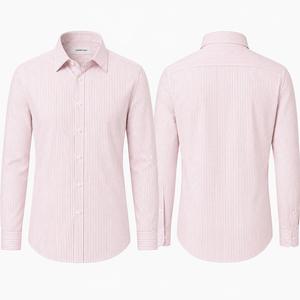Camisas de Vestir de Algodón para Hombre, Rayas Rojas Finas, Manga Larga, Camisa Formal de Negocios para Oficina, Logotipo Personalizado, Corte Clásico Premium - Product Image 3