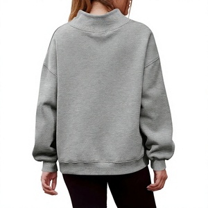 เสื้อสเวตเชิ้ตคอเต่าตัวใหญ่ สีเทาล้วน ผ้าถัก คอตตอน ทรงพอดีตัว ใส่ได้ทั้งชายและหญิง สไตล์ฤดูใบไม้ร่วง คอลเลคชั่นบังกลาเทศ - Product Image 5