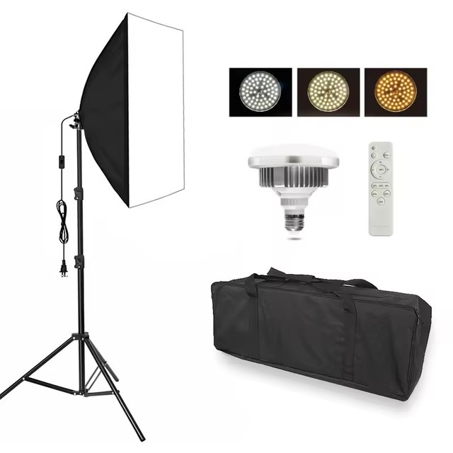 50*70cm Photography Softbox 2M Stand Bulb Light LED Soft Box Studio Video Light for Photo Live Streaming