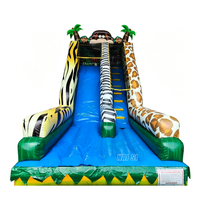 Château gonflable singe de la jungle, grand toboggan safari, animaux sauvages, structure gonflable pour enfants