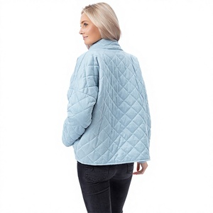 Women's <b>Quilted</b> <b>Jacket</b> Full Zip Stand Collar Solid Color Polyester Autumn Wear Regular Length - Product Image 2