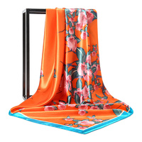 Desainer syal sutra wanita mewah 12mm 90*90cm menampilkan berbagai pola macan tutul Polka Dot pita bergaris kotak-kotak padat
