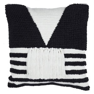 ITHL Hot Sale Softer Black & <b>White</b> Boho Cushion Cover Pillow Cover Home Decoration Hand Woven Cotton Pillow Cover Wholesale - Product Image 1