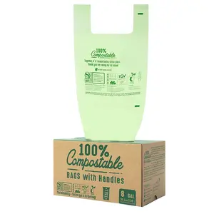 Fabrik kosten preis BPI GRS Benutzer definiertes Logo kompost ierbar Biologisch abbaubar 13 Gallonen Plastikmüll sack Kordel zug Mülls ack
