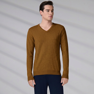 Pull en coton à col en V pour homme, tricoté, durable, respirant, confortable pour l'automne, anti-plis, anti-rétrécissement - Product Image 4