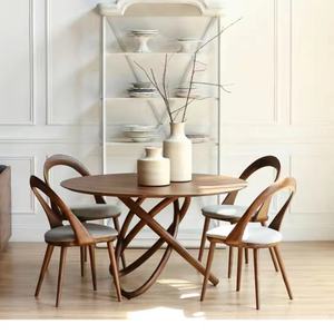 İskandinav modern yuvarlak yemek masası iki katmanlı lüks ceviz meşe tik ahşap kapı yemek masası s - Product Image 5