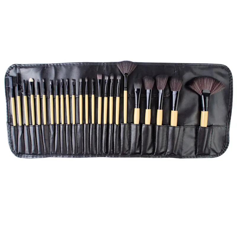 Vente en gros 24pcs pinceaux de maquillage noir mat de qualité supérieure vendeur fabrication ensemble de pinceaux de maquillage professionnel pinceau plat