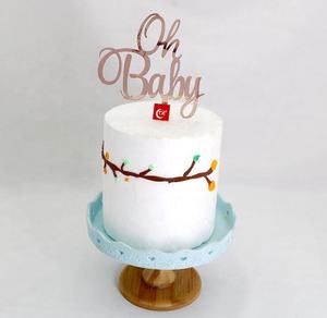 Nouvelle Arrivée Rose Or Acrylique Joyeux Anniversaire <span class=keywords><strong>Oh</strong></span> Bébé Gâteau Topper Pour Bébé Douche Décoration De Gâteau De Fête D'anniversaire - Product Image 2