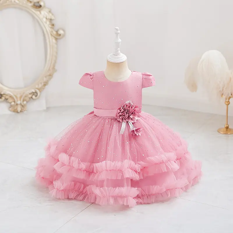 夏の美しいカジュアルな小さな女の子の子供たちプレーン高級服幼児服ドレス赤ちゃんの女の子のドレス