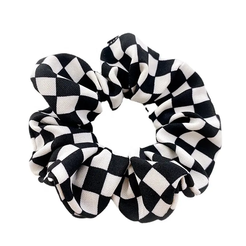 New Arrival Checkerboard Hair Accessories Ladies Girls Elastic Hair Ties Bands Scrunches