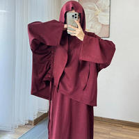 Nouvel ensemble deux pièces pour femmes musulmanes du Moyen-Orient, Dubaï : Abaya unie à capuche et jupe longue maxi