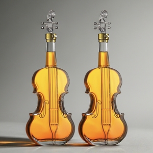 1000ml Transparent Creative Glass Bottle Violin Shaped Storage Bottle for Vodka Rum <strong>Spirits</strong> - Product Image 6