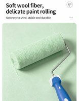 Pinceau à rouleau circulaire en cuir d'agneau de qualité industrielle/DIY, manche en PP TPR, ensemble complet pour peinture murale au latex lisse, OEM 9