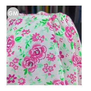floury design print customize style digital print 100 polyester fabricwool peach 125gsm for muslin women dress