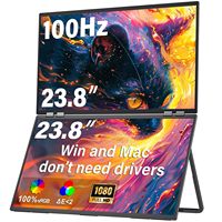 Moniteur portable double InnoView 23,8 pouces FHD 100% SRGB - Conception pliable et empilable avec 315 °   Ajustement de l'écran et 180° °   Support