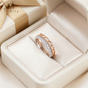 Anillo Victoriano Vintage de Dos Tonos, Delicado y Moderno, al por Mayor, en Oro Sólido de 18K con Diamantes Naturales Reales - Product Image 3
