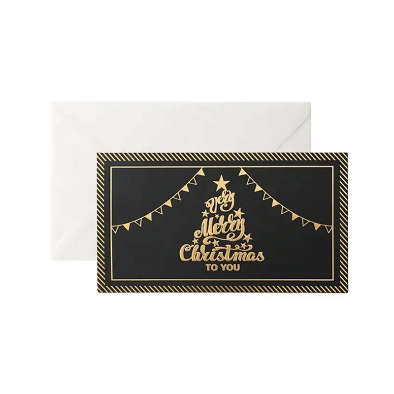 <span class=keywords><strong>Tarjeta</strong></span> de felicitación de Navidad cristiana, tarjetas de felicitación personales, corte láser negro, <span class=keywords><strong>tarjeta</strong></span> de felicitación de Navidad con sobres de papel dorado