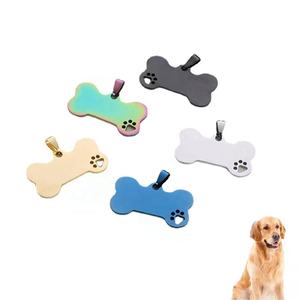 스테인레스 스틸 중공 발자국 뼈 개 태그 골드 스틸 컬러 로즈 골드 블랙 애완 동물 ID 태그 - Product Image 1