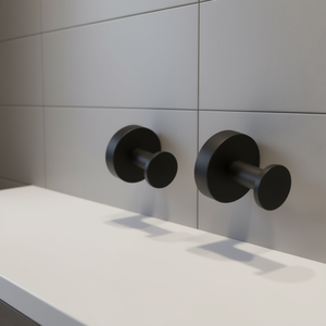 Ganchos para Bata con Base Redonda en Negro Mate, Paquete de 2, para Armario, Baño, Dormitorio, Diseño Minimalista - Product Image 2