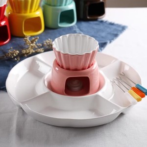 Ensemble de plateau à fromage et <span class=keywords><strong>fondue</strong></span> coréen en porcelaine TYZ pour crème glacée et desserts - Product Image 2