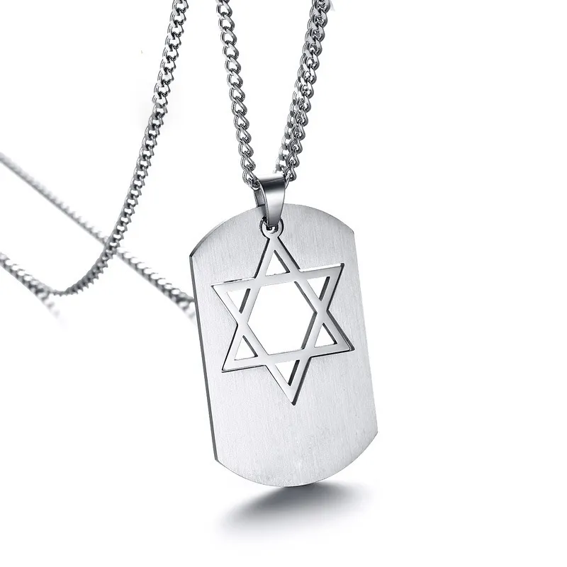 Israel Symbol Davidstern Anhänger Halskette für Männer Edelstahl Religiöser jüdischer männlicher Schmuck Abnehmbarer Schmuck