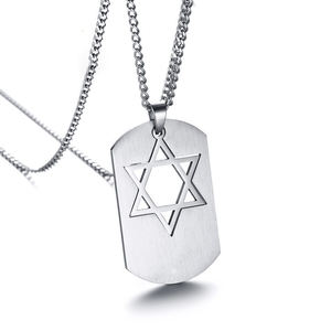 Collar con Colgante de la Estrella de David, Símbolo de Israel, para Hombre, Acero Inoxidable, Joyería Religiosa Judía <span class=keywords><strong>Masculina</strong></span>, Desmontable - Product Image 1